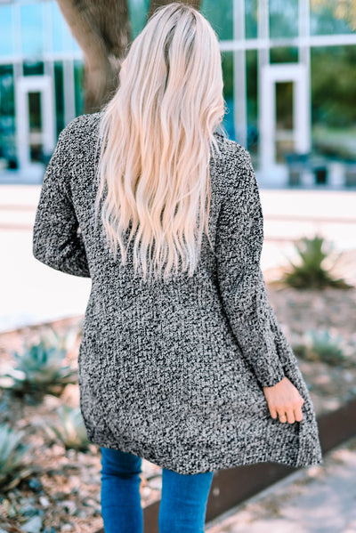 Heathered Open Front Longline Cardigan with Pockets - SHE BADDY© ONLINE WOMEN FASHION & CLOTHING STORE