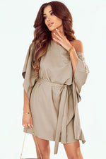 Tie Waist One-Shoulder Mini Dress - SHE BADDY© ONLINE WOMEN FASHION & CLOTHING STORE