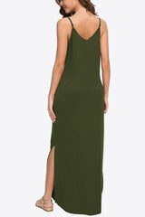 Split Spaghetti Strap Maxi Dress with Pockets - SHE BADDY© ONLINE WOMEN FASHION & CLOTHING STORE