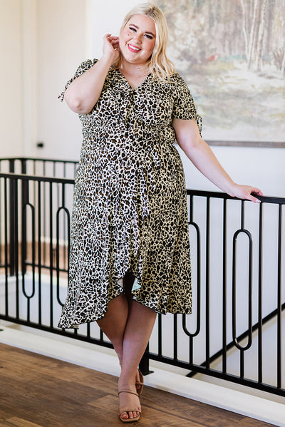 Plus Size Leopard Print Ruffled Midi Dress - SHE BADDY© ONLINE WOMEN FASHION & CLOTHING STORE