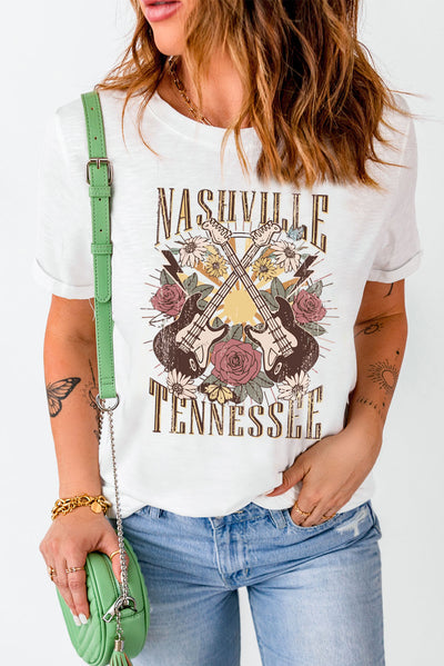 NASHVILLE TENNESSEE Cuffed Tee Shirt - SHE BADDY© ONLINE WOMEN FASHION & CLOTHING STORE