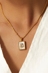 Square Pendant Twisted Chain Necklace - SHE BADDY© ONLINE WOMEN FASHION & CLOTHING STORE