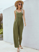 Adjustable Spaghetti Strap Jumpsuit with Pockets - SHE BADDY© ONLINE WOMEN FASHION & CLOTHING STORE