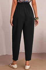 Elastic Waist Pocket Tapered Pants - SHE BADDY© ONLINE WOMEN FASHION & CLOTHING STORE