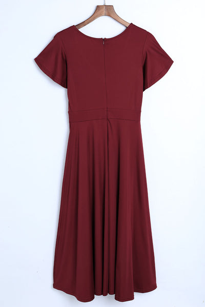 Flutter Sleeve Surplice Midi Dress - SHE BADDY© ONLINE WOMEN FASHION & CLOTHING STORE