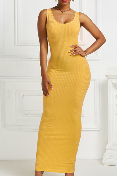 Ribbed Sleeveless Maxi Dress - SHE BADDY© ONLINE WOMEN FASHION & CLOTHING STORE