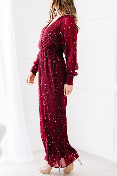 Rhinestone Surplice Split Maxi Dress - SHE BADDY© ONLINE WOMEN FASHION & CLOTHING STORE