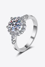 1 Carat Moissanite Rhodium-Plated Halo Ring - SHE BADDY© ONLINE WOMEN FASHION & CLOTHING STORE