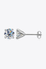 925 Sterling Silver 1 Carat Moissanite 4-Prong Stud Earrings - SHE BADDY© ONLINE WOMEN FASHION & CLOTHING STORE