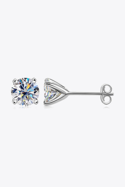 925 Sterling Silver 1 Carat Moissanite 4-Prong Stud Earrings - SHE BADDY© ONLINE WOMEN FASHION & CLOTHING STORE