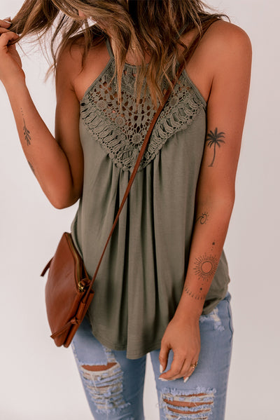 Crochet Lace Detail Tank Top - SHE BADDY© ONLINE WOMEN FASHION & CLOTHING STORE