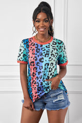 Leopard Striped Round Neck Tee - SHE BADDY© ONLINE WOMEN FASHION & CLOTHING STORE