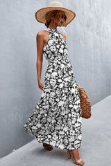 Printed Sleeveless Tie Waist Maxi Dress - SHE BADDY© ONLINE WOMEN FASHION & CLOTHING STORE