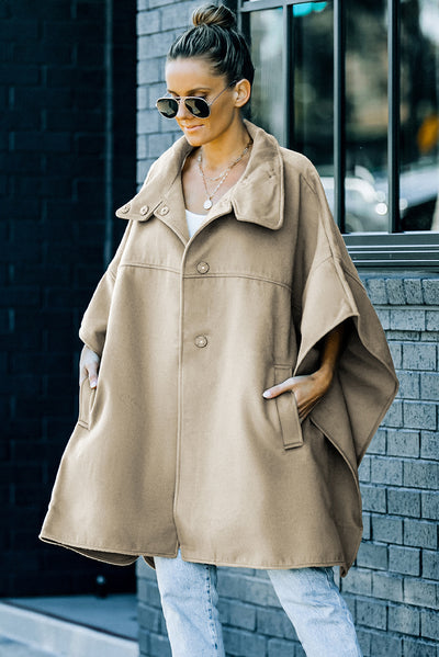 Snap Down Dolman Sleeve Coat - SHE BADDY© ONLINE WOMEN FASHION & CLOTHING STORE