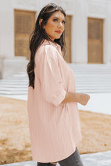 Half Sleeve Button-Up Shirt - SHE BADDY© ONLINE WOMEN FASHION & CLOTHING STORE