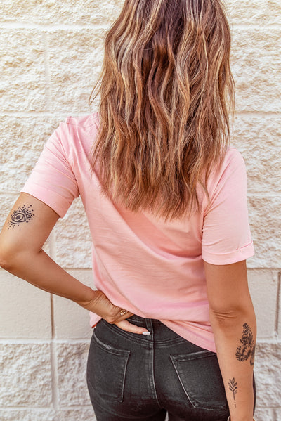 Just For You Cuffed Sleeve T-Shirt - SHE BADDY© ONLINE WOMEN FASHION & CLOTHING STORE