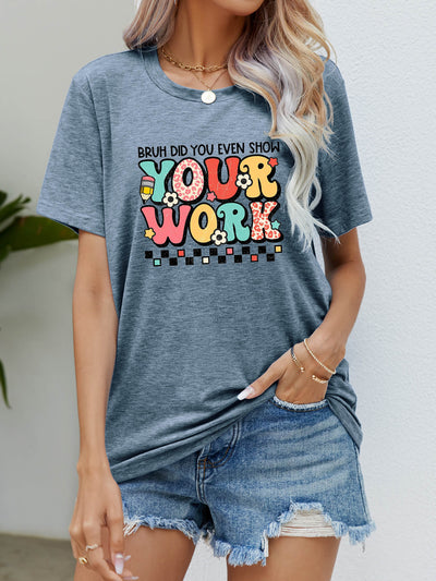 Letter Graphic Short Sleeve T-Shirt - SHE BADDY© ONLINE WOMEN FASHION & CLOTHING STORE