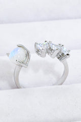 Natural Moonstone and Zircon Heart Open Ring - SHE BADDY© ONLINE WOMEN FASHION & CLOTHING STORE