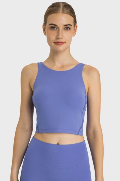 Feel Like Skin Highly Stretchy Cropped Sports Tank - SHE BADDY© ONLINE WOMEN FASHION & CLOTHING STORE