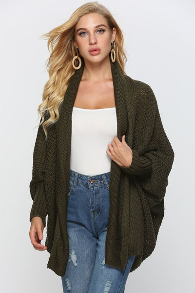 Open Front Dolman Sleeve Longline Cardigan - SHE BADDY© ONLINE WOMEN FASHION & CLOTHING STORE