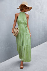 Printed Sleeveless Tie Waist Maxi Dress - SHE BADDY© ONLINE WOMEN FASHION & CLOTHING STORE