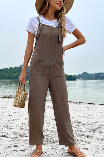 Straight Leg Jumpsuit with Pockets - SHE BADDY© ONLINE WOMEN FASHION & CLOTHING STORE