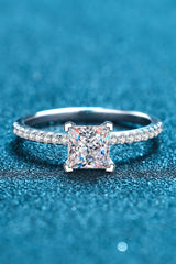 Rhodium-Plated 2 Carat Moissanite Four-Prong Ring - SHE BADDY© ONLINE WOMEN FASHION & CLOTHING STORE