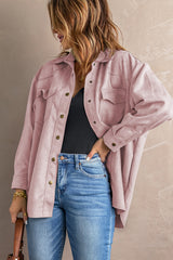 Suede Snap Front Dropped Shoulder Jacket - SHE BADDY© ONLINE WOMEN FASHION & CLOTHING STORE