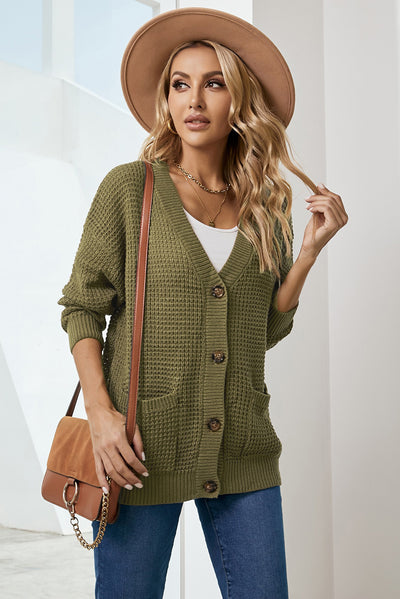 Drop Shoulder Button Down Pocketed Cardigan - SHE BADDY© ONLINE WOMEN FASHION & CLOTHING STORE