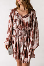 Tie-Dye Smocked Waist Balloon Sleeve Dress - SHE BADDY© ONLINE WOMEN FASHION & CLOTHING STORE