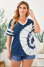 Plus Size Tie-Dye V-Neck Tee Shirt - SHE BADDY© ONLINE WOMEN FASHION & CLOTHING STORE