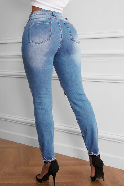 Raw Cut Frayed Hem Jeans - SHE BADDY© ONLINE WOMEN FASHION & CLOTHING STORE