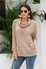 Cowl Neck Drop Shoulder Sweatshirt - SHE BADDY© ONLINE WOMEN FASHION & CLOTHING STORE