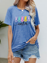 HAPPY EASTER Graphic Round Neck T-Shirt - SHE BADDY© ONLINE WOMEN FASHION & CLOTHING STORE