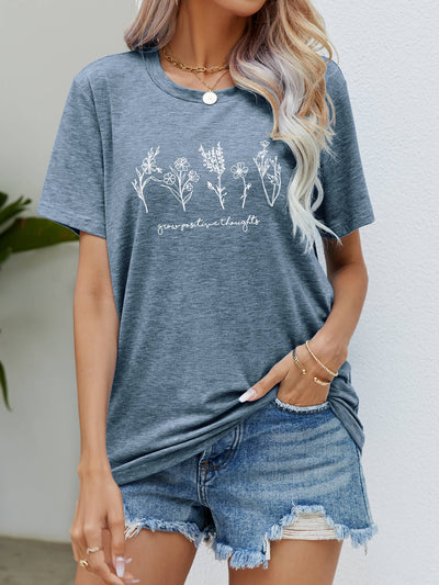 Graphic Round Neck Short Sleeve Tee - SHE BADDY© ONLINE WOMEN FASHION & CLOTHING STORE