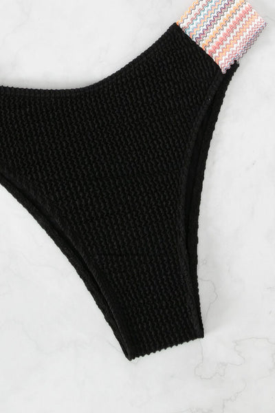 Contrast Textured High Cut Swim Set - SHE BADDY© ONLINE WOMEN FASHION & CLOTHING STORE