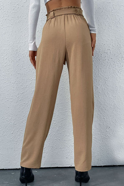 Belted Straight Leg Pants with Pockets - SHE BADDY© ONLINE WOMEN FASHION & CLOTHING STORE