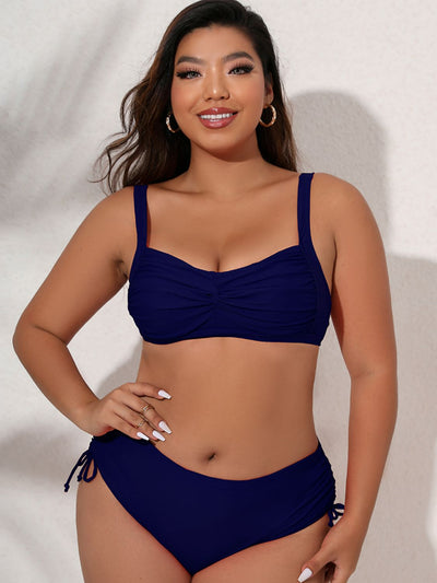 Plus Size Twist Front Tied Bikini Set - SHE BADDY© ONLINE WOMEN FASHION & CLOTHING STORE