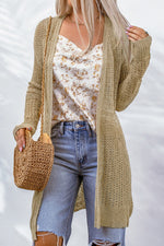 Openwork Dropped Shoulder Open Front Cardigan - SHE BADDY© ONLINE WOMEN FASHION & CLOTHING STORE