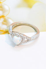 925 Sterling Silver Heart Opal Crisscross Ring - SHE BADDY© ONLINE WOMEN FASHION & CLOTHING STORE