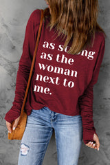 Letter Graphic Thumbhole Sleeve Top - SHE BADDY© ONLINE WOMEN FASHION & CLOTHING STORE