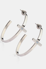 Stainless Steel Cross Hoop Earrings - SHE BADDY© ONLINE WOMEN FASHION & CLOTHING STORE