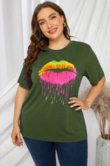 Plus Size Lip Graphic Tee Shirt - SHE BADDY© ONLINE WOMEN FASHION & CLOTHING STORE