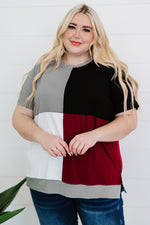 Plus Size Color Block Round Neck T-Shirt - SHE BADDY© ONLINE WOMEN FASHION & CLOTHING STORE