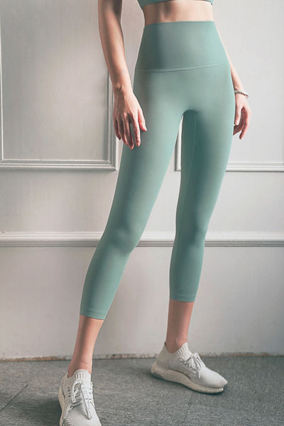 Feel Like Skin Elastic Waistband Cropped Yoga Leggings - SHE BADDY© ONLINE WOMEN FASHION & CLOTHING STORE