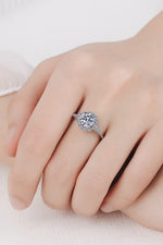 1 Carat Moissanite Rhodium-Plated Halo Ring - SHE BADDY© ONLINE WOMEN FASHION & CLOTHING STORE