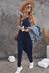 Sleeveless Pocketed Harem Jumpsuit - SHE BADDY© ONLINE WOMEN FASHION & CLOTHING STORE