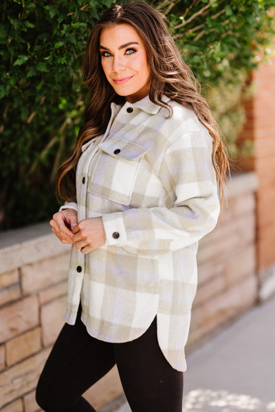 Plaid Dropped Shoulder Pocket Shacket - SHE BADDY© ONLINE WOMEN FASHION & CLOTHING STORE