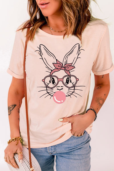 Rabbit Graphic Easter Tee Shirt - SHE BADDY© ONLINE WOMEN FASHION & CLOTHING STORE