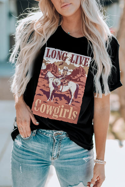 LONG LIVE COWGIRLS Graphic Tee - SHE BADDY© ONLINE WOMEN FASHION & CLOTHING STORE